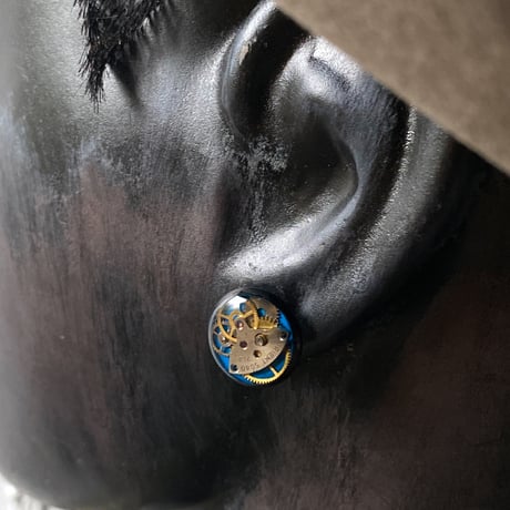 CLOPOA BLACK standard pierced earrings blue【K0569】
