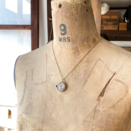 antique dial&movement necklace K18GP【K0826】