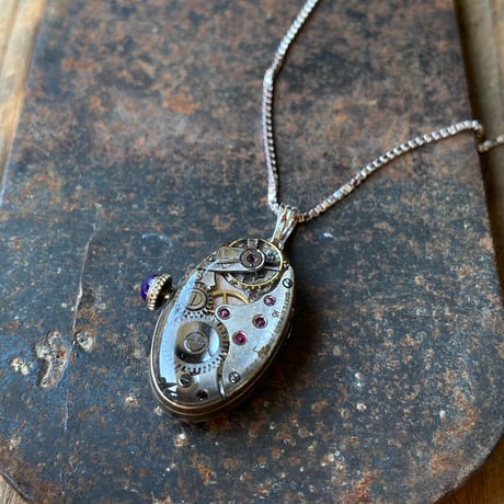 【企画展作品】antique oval dial&movement necklace SV925【something special/S0003】