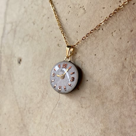 antique round dial necklace K18GP【K0968】