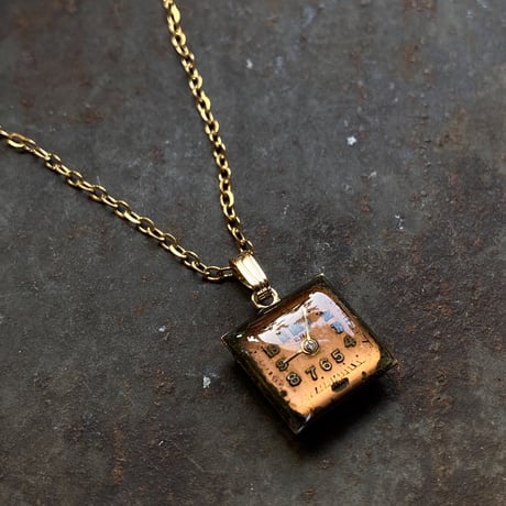antique square dial necklace K18GP【K0813】