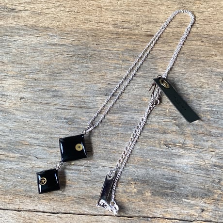 【new!!】 antique square double dial necklace "Lavallière type" SV925 (ボックス付)【K0987】