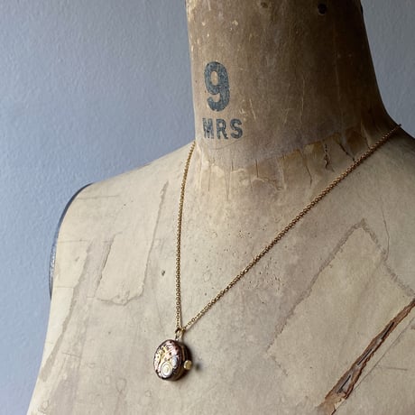antique dial&copper movement  reversible necklace【K0575】
