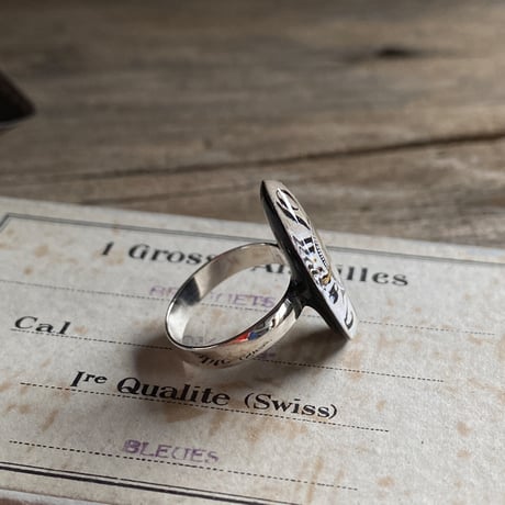 antique dial ring #13 SV925  "1920's art nouveau" ボックス付【K0757▲】