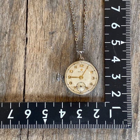 antique dial&movement reversible necklace "seikosha"【K0539】