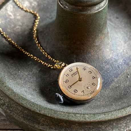 【K0624】 antique dial&movement necklace K18GP