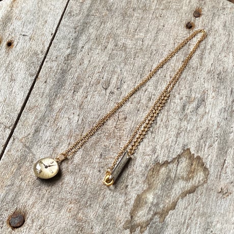 【new!!】antique round dial necklace K18GP 【K1016】