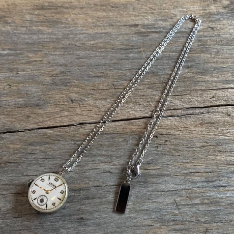 antique dial&movement reversible necklace【K0558】