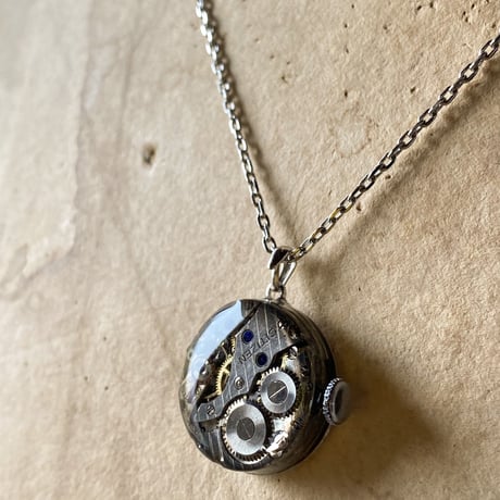 antique dial&movement reversible necklace "citizen"【K0540】