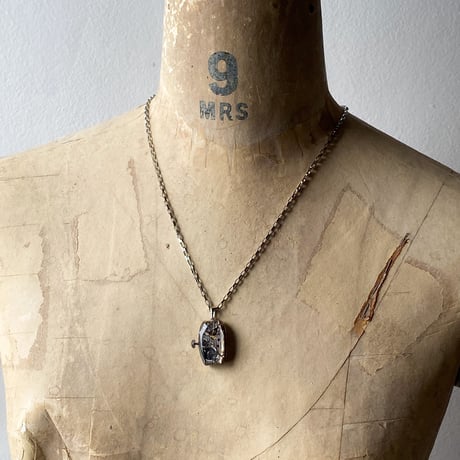 antique square dial&movement reversible necklace【K0533】