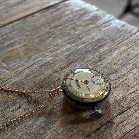 antique dial&movement necklace K18GP【K0778】