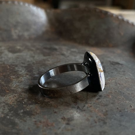 antique square dial ring "SWISS MADE" #13【K0767】