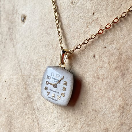 antique square dial necklace K18GP【K0779】