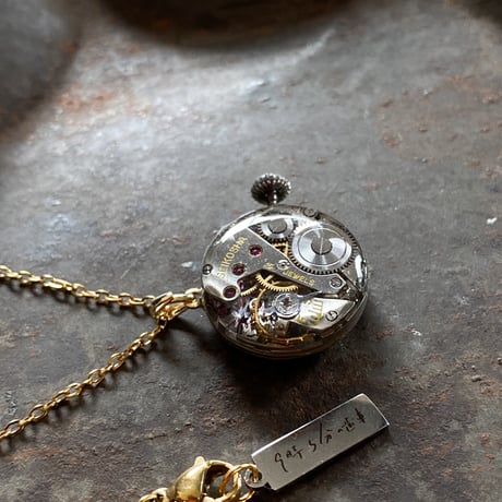 antique dial&movement necklace K18GP【K0778】