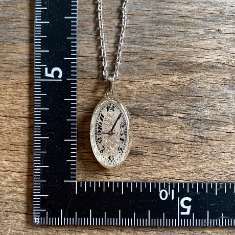 Antique dial necklace  "1920's art nouveau hand engraving" ボックス付【K0776】
