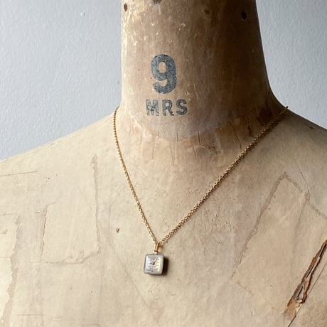 antique square dial necklace K18GP【K0742】