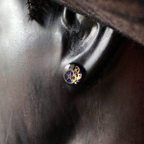 CLOPOA BLACK petit pierced earrings blue【K0878】