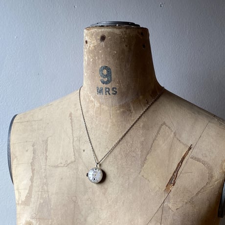 antique dial&movement reversible necklace【K0558】