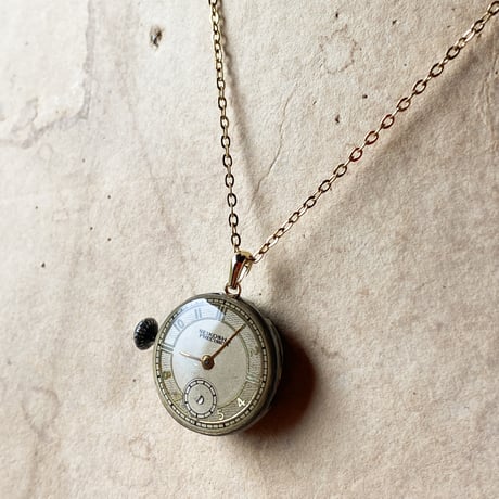 antique dial&movement necklace K18GP【K0778】