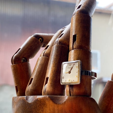 antique square dial ring "DUBOIS" #15【K0838】