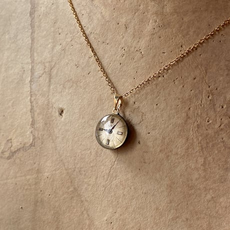 【new!!】antique round dial necklace K18GP 【K1016】