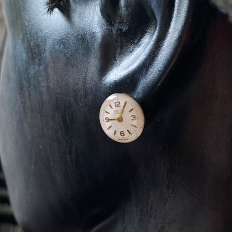 antique dial asymmetry pierced earrings【K0967】