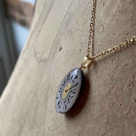 antique dial necklace K18GP "1920's art nouveau" ボックス付【K0751▲】