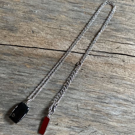 【K0665】antique rectangle dial necklace