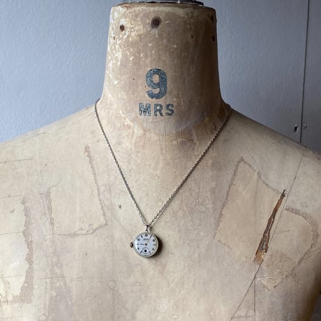 antique dial&movement reversible necklace【K0558】