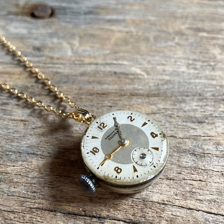 【K0663】antique dial&movement necklace K18GP