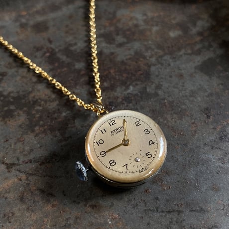 【K0624】 antique dial&movement necklace K18GP