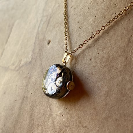 antique dial&movement necklace K18GP【K0867】