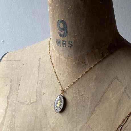 antique dial necklace K18GP "1920's art nouveau" ボックス付【K0751▲】