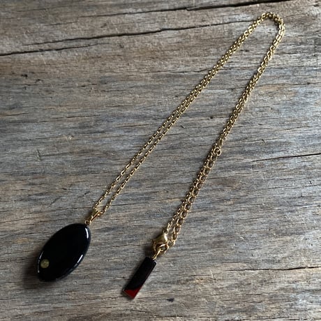 antique dial necklace K18GP "1920's art nouveau" ボックス付【K0751▲】