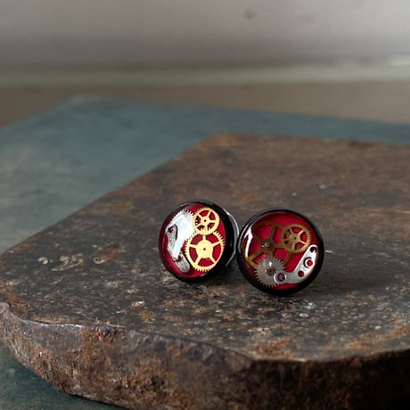 CLOPOA BLACK petit pierced earrings orange【K0879】