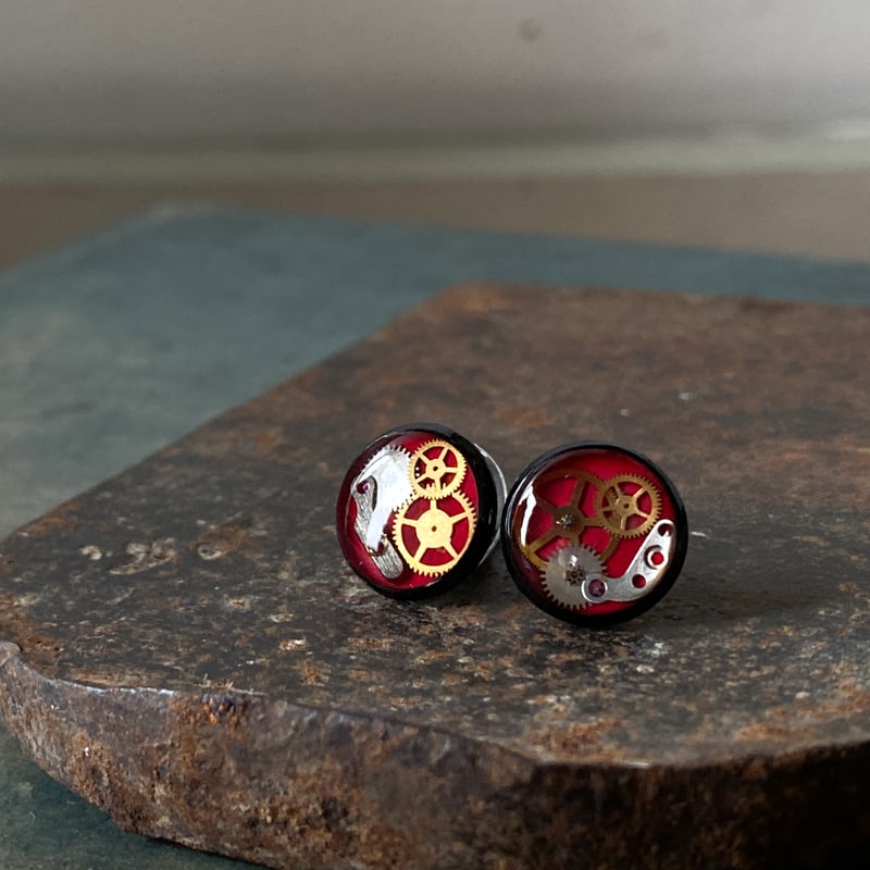 CLOPOA BLACK petit pierced earrings orange【K087