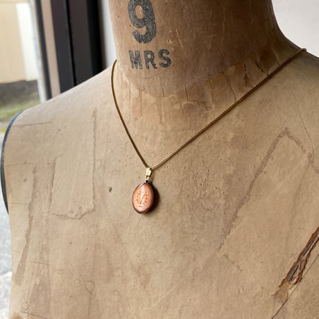 antique teardrop dial silhouette necklace "copper tone"【K0986】