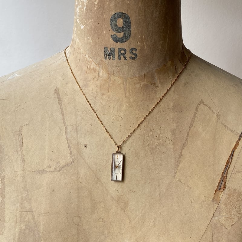 new!!】antique rectangle dial necklace K18GP 
