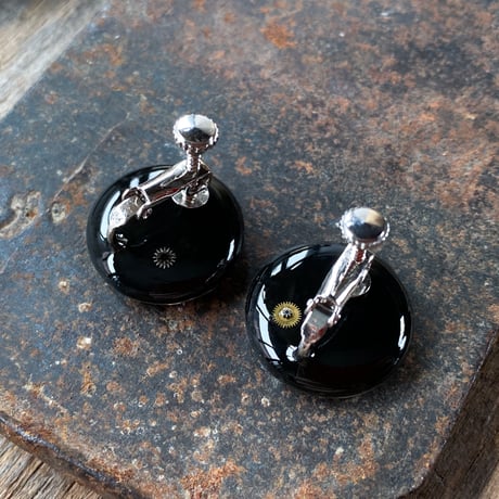 antique dial asymmetry color earrings【K0975】