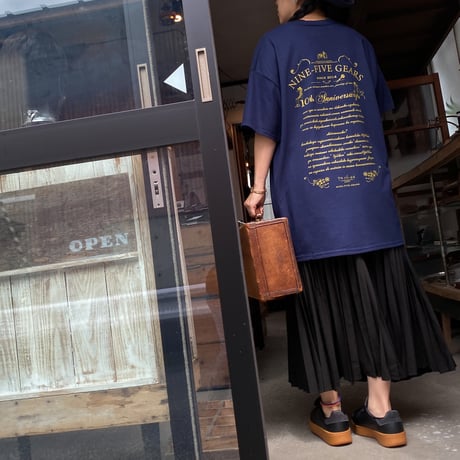 9時5分の歯車オリジナルTシャツ "10th ANNVERSARY" ネイビー×ゴールド