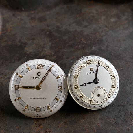 antique round dial pierced earrings "CITIZEN"【K0579】