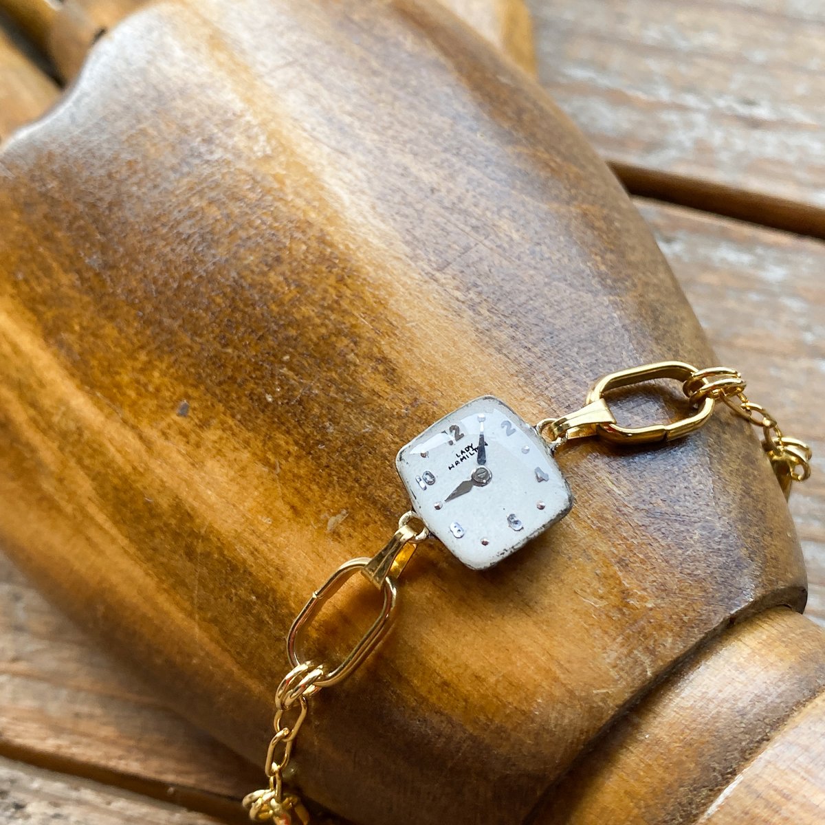 antique square dial bracelet K18GP【K0834】 | 9時5