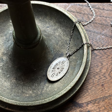 Antique dial necklace "1920's art nouveau hand engraving" ボックス付【K0794】