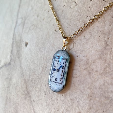 antique rectangle necklace K18GP "ELGIN" 【K0827】