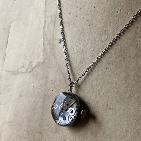 antique dial&movement reversible necklace 【K0571】