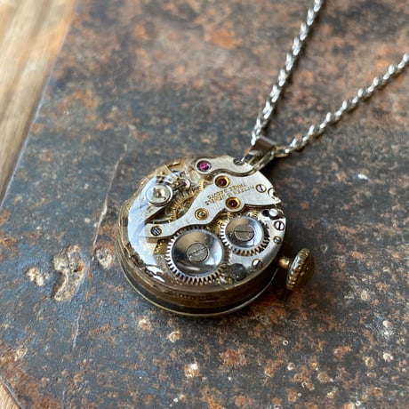 【企画展作品】antique dial&movement necklace【something special/S0009】