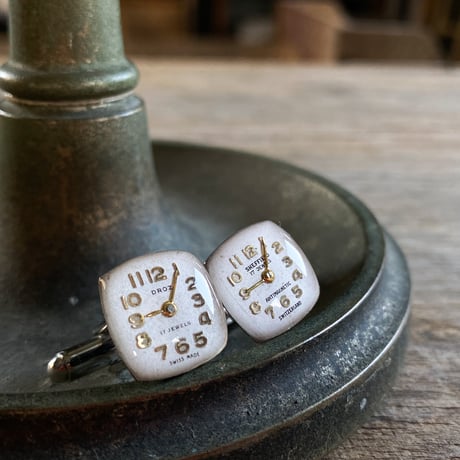 antique square dial cufflinks【K0765】
