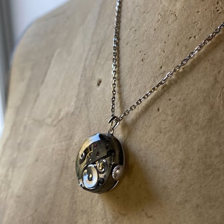 antique dial&movement reversible necklace【K0610】