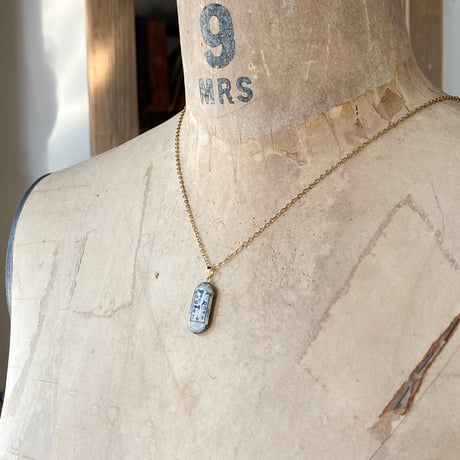 antique rectangle necklace K18GP "ELGIN" 【K0827】