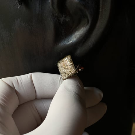 antique dial square rhombus earrings "GRUEN"(ボックス付)【K1003】